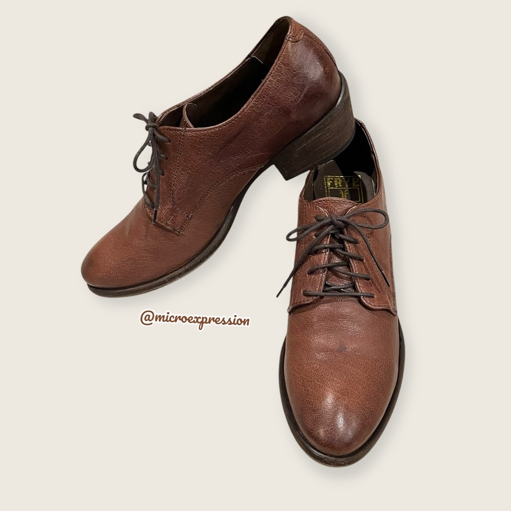 $369 Frye Carson Lace-Up Cognac Brown Leather LaceUp Oxford Academia Ankle Boot - Picture 8 of 16